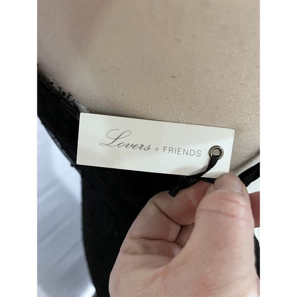 Lovers + Friends Nickolas Plunging Front Black Lace Overlay Maxi dress Sm New - Picture 9 of 15